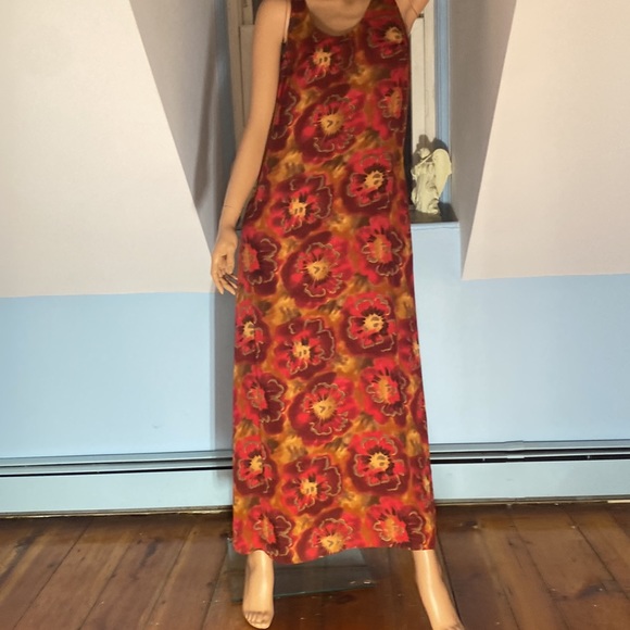 💯 SILK MAXI DRESS by AUGUST SILK. FULLY LINED RED FLORAL  Size 10 - Picture 6 of 13